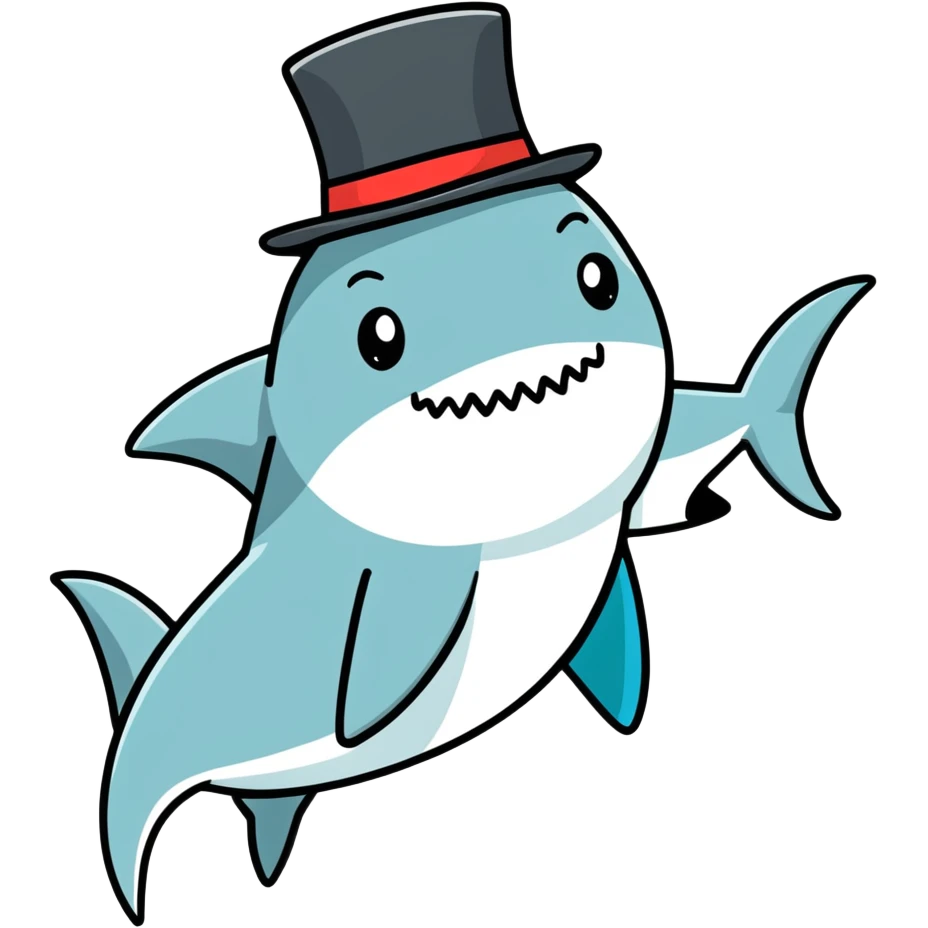 Shark with a top hat emoji
