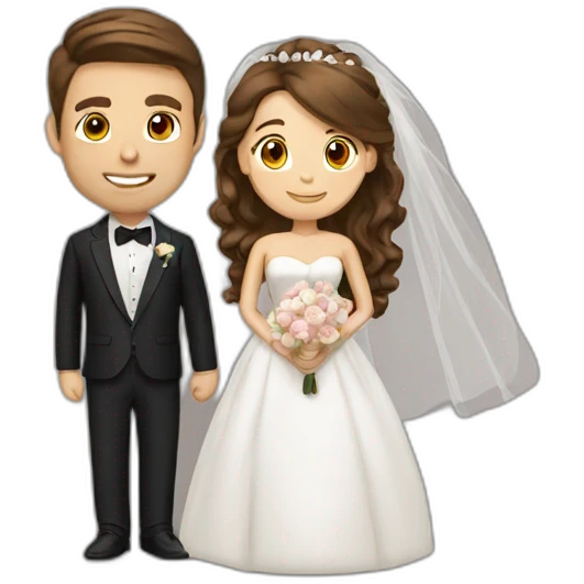 wedding-couple has-brown-hair- emoji