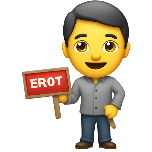 Bidding emoji showing an interested buyer holding up a sign in their hand like one usually does during an auction. emoji
