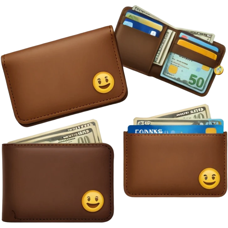 Two wallets side by side, one empty with overdraft fee -$35, one full labeled “$20K savings”, icons of banks and bills around, emoji-style realism emoji