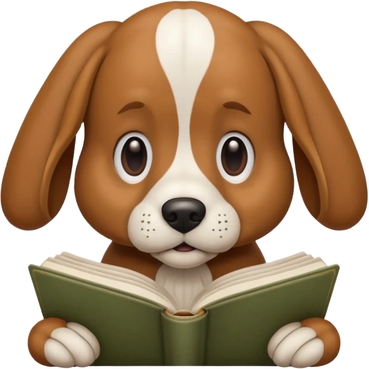 Reading book dog emoji