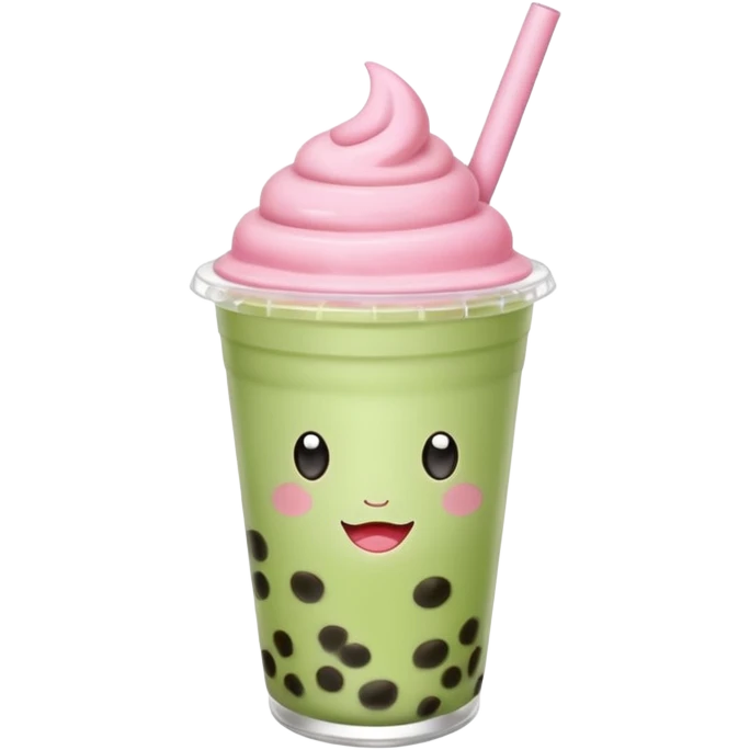 Baby pink matcha boba emoji