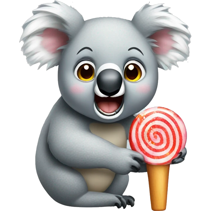 koala angry teeth eating lollipop emoji