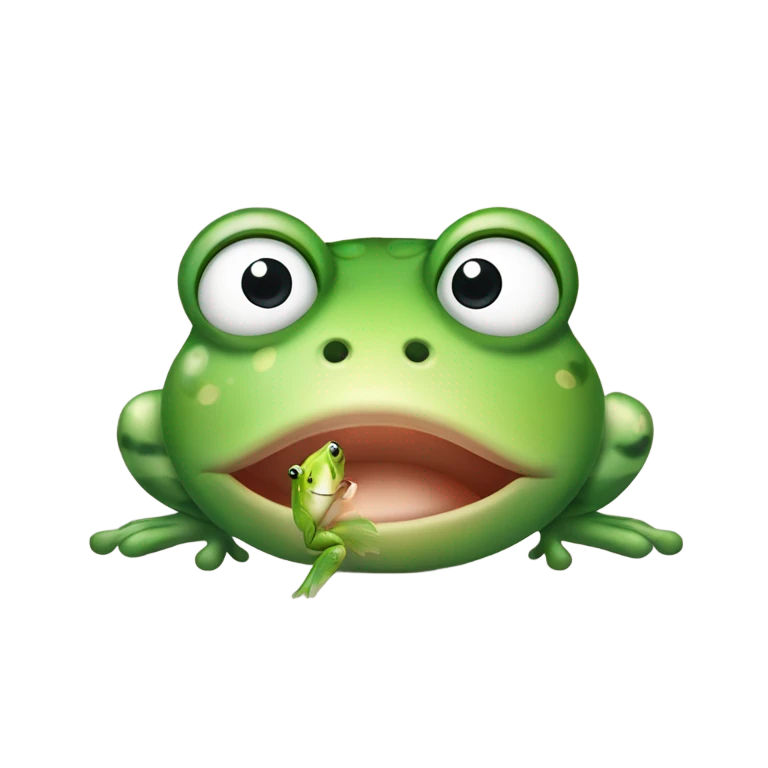 Frog kissing a fish emoji