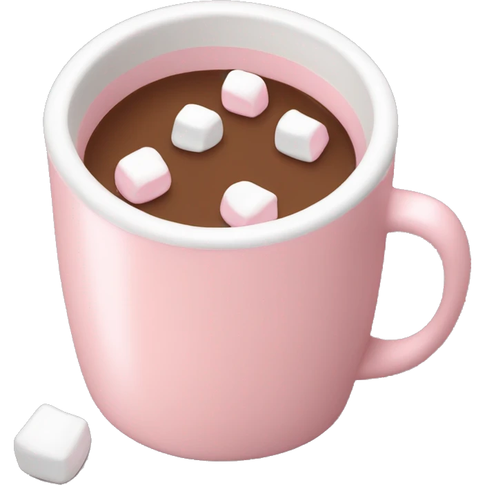 Light Pink mug of hot chocolate with marshmallows  emoji