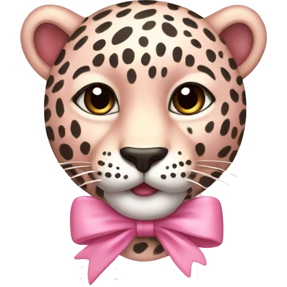light pink leopard with pink bow emoji