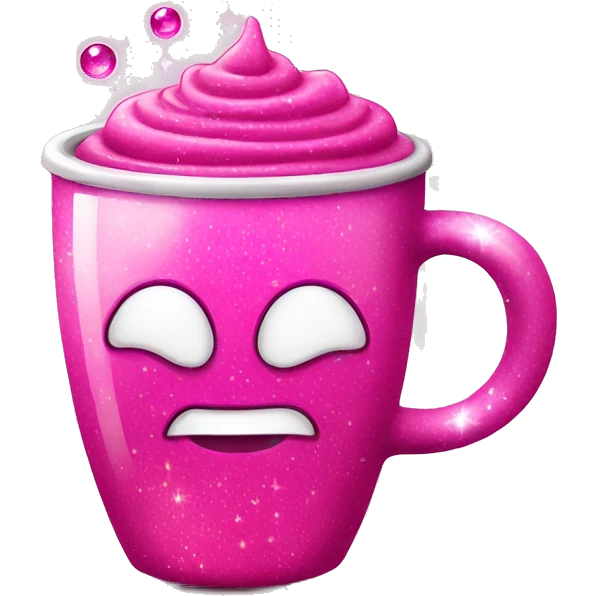 coffee cup with pink magic potion with bubbles and sparkles inside emoji