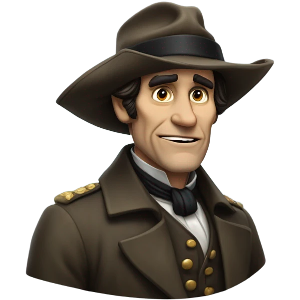 a detective from the colonial times during the american revolution that looks like jim carrey emoji