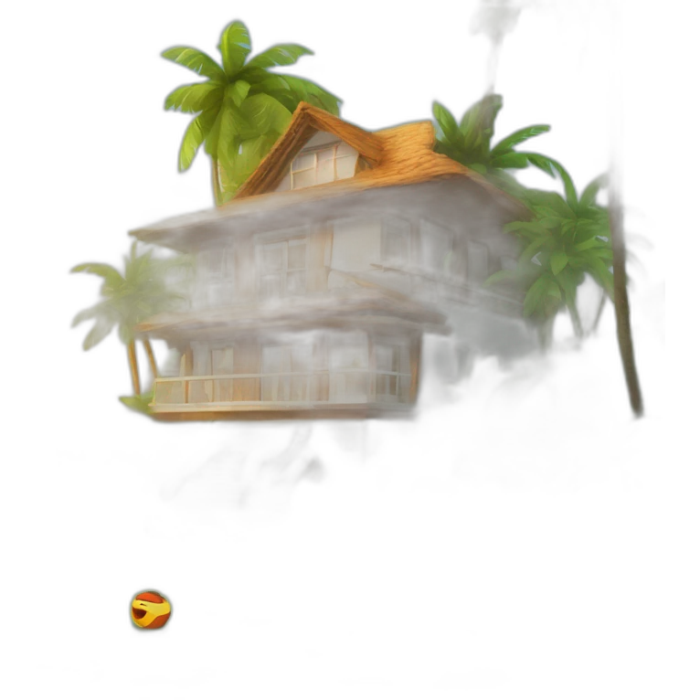2 teenager die millionäre sind und auf einer insel mit strand chillen, im hintergrund eine villa, sie haben sonnenbrillen auf emoji