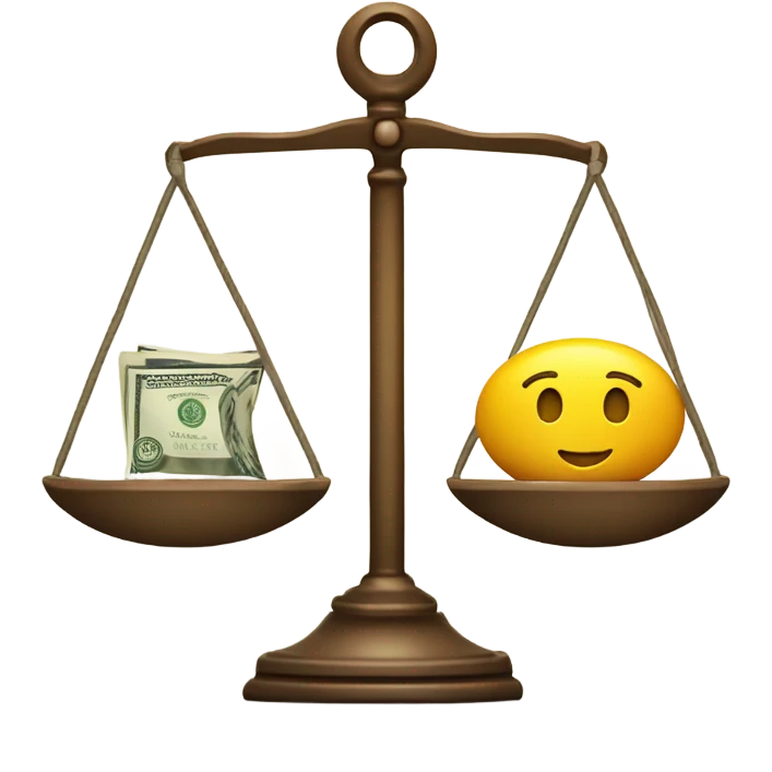 Scales between love and money emoji