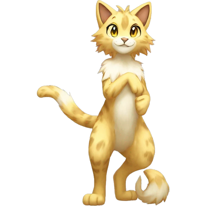 Anthro Fur-Sona shiny sparkle feline-Fakémon Full Body emoji