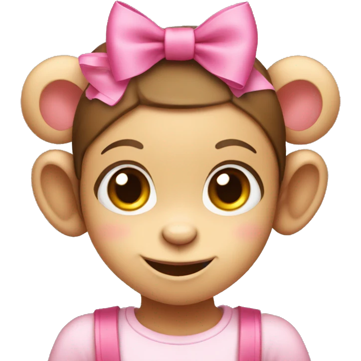 Cute girl monkey with 2 pink bows on head  emoji