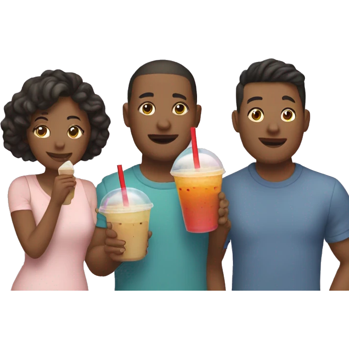 Two couples drinking bubble tea emoji