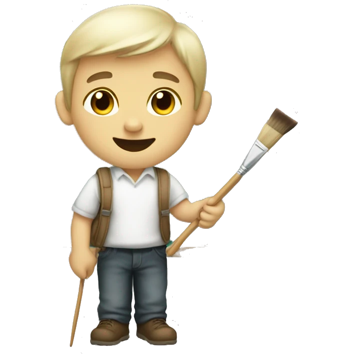 white schoolboy artist with palette and little brush emoji