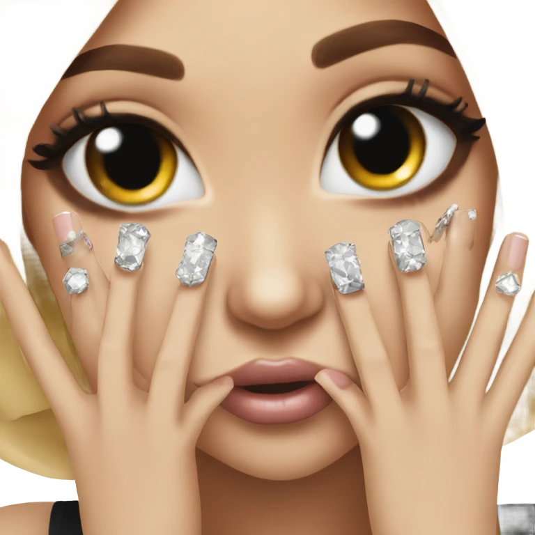 cute girl showing her diamond nails  emoji