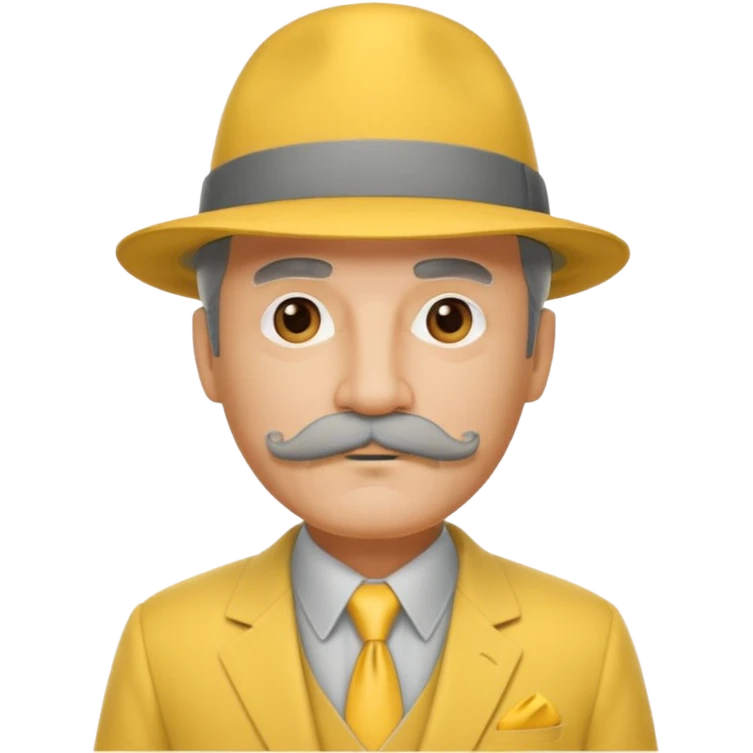 middle aged mobster with yellow colored suit and hat and grey mustache with grey beard emoji