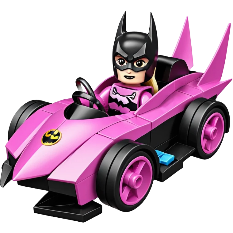 Hot wheels Lego BatGirl’s stealth burglar sporty futuristic pursuit mobile two seater car (reclined seating position) emoji