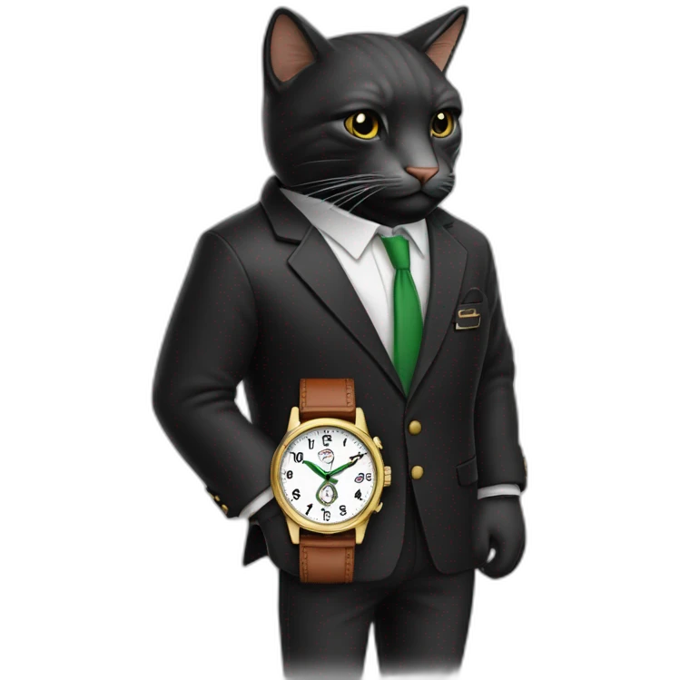 El gato Tom con ropa Lacoste negro y cadena y reloj y fumando un cigarro  emoji