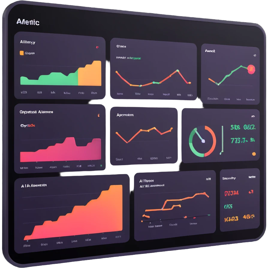 AI operations dashboard with metrics and alerts emoji