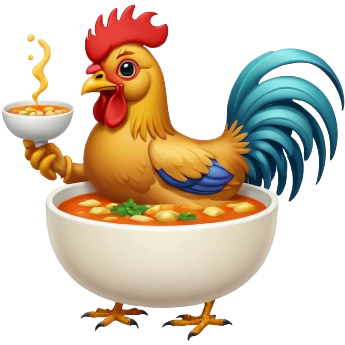 rooster holding a bowl of soup emoji emoji