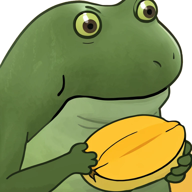 bufo eating a mango with mustard on it emoji