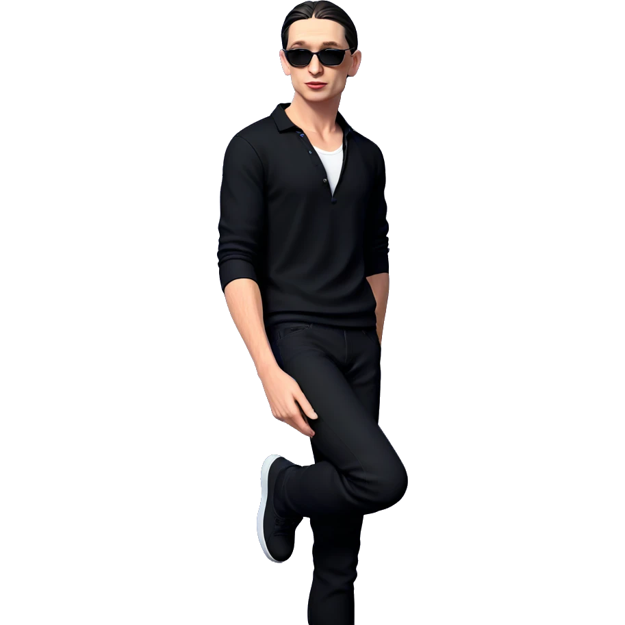 cool guy in black outfit emoji