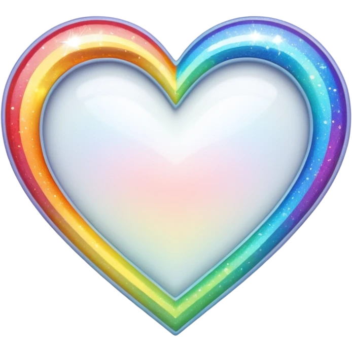 white heart with a rainbow sparkle border emoji