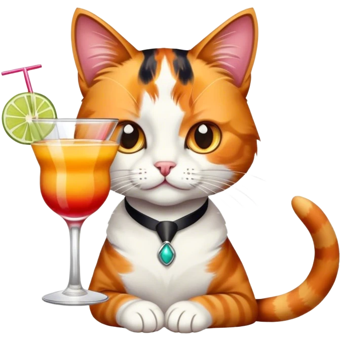 cat drinking a cocktail emoji