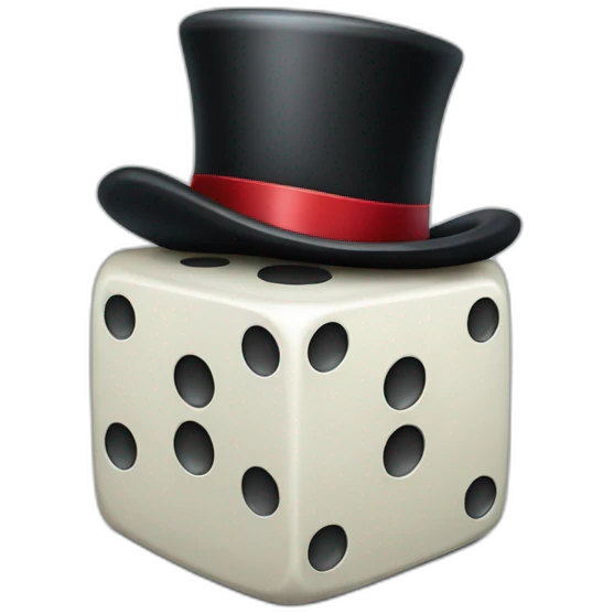 Dice with a top hat emoji