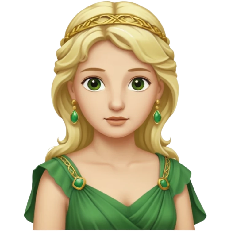 Ancient Roman woman with earrings and blonde hair, green dress emoji