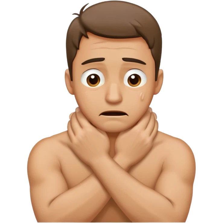 Arms crosses holding neck crying guy emoji