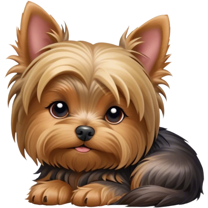 Meme-Worthy Cute Sleeping Yorkshire Terrier Portrait Emoji, Head resting gently with a peaceful, contented expression and softly closed, dreamy eyes, featuring a well-groomed, silky fur in rich hues, simplified yet irresistibly endearing, highly detailed, glowing with a gentle, drowsy radiance, high shine, exuding relaxed, heart-melting charm, styled with a soft glowing outline, capturing the essence of a sleeping Yorkshire Terrier that looks as if it could drift off into a sweet, meme-worthy slumber! emoji