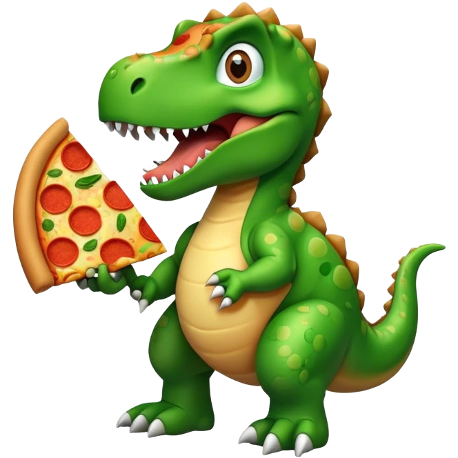 Dinosaure qui mange une pizza  emoji