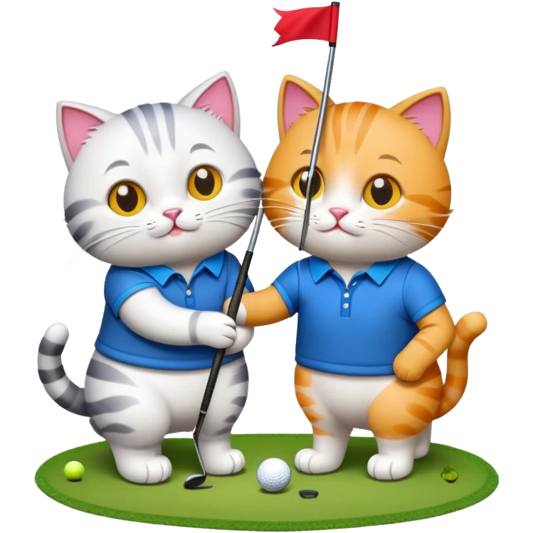 two cats in love playing golf in Scotland emoji