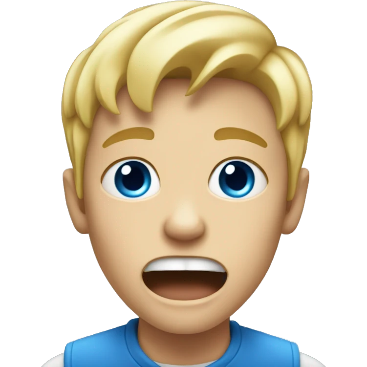 blond boy with blue eyes scream emoji