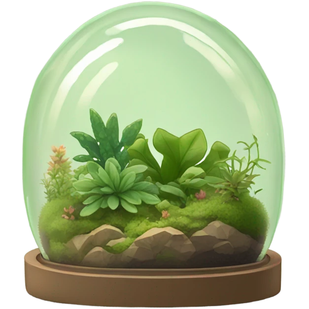 Dome shaped plant terrarium with moss and small plants emoji