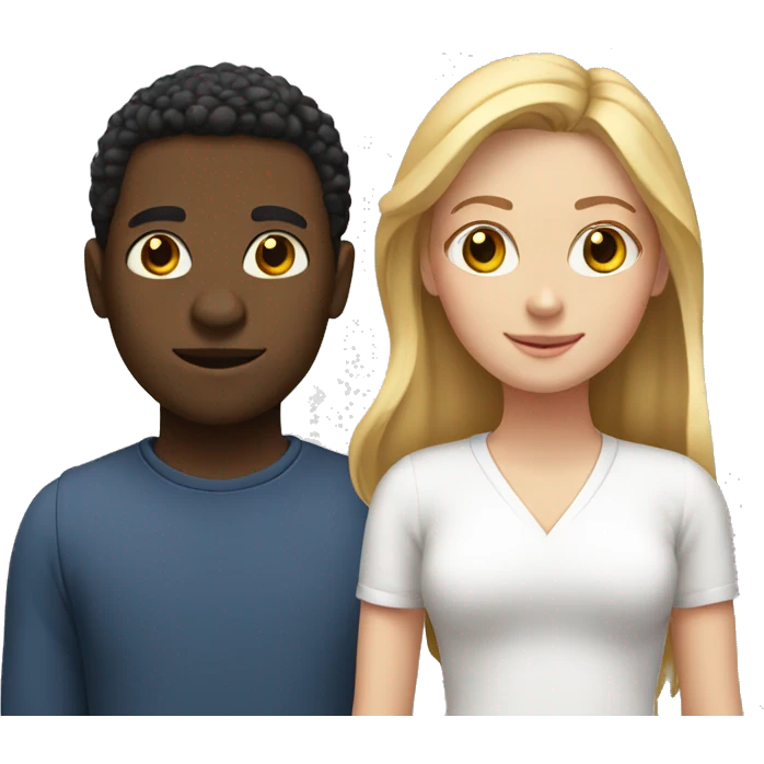 Two black guys an a white girl standing near each other. emoji