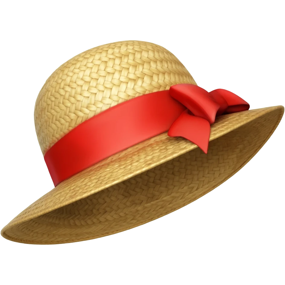 Sombrero de paja con el lazo rojo emoji