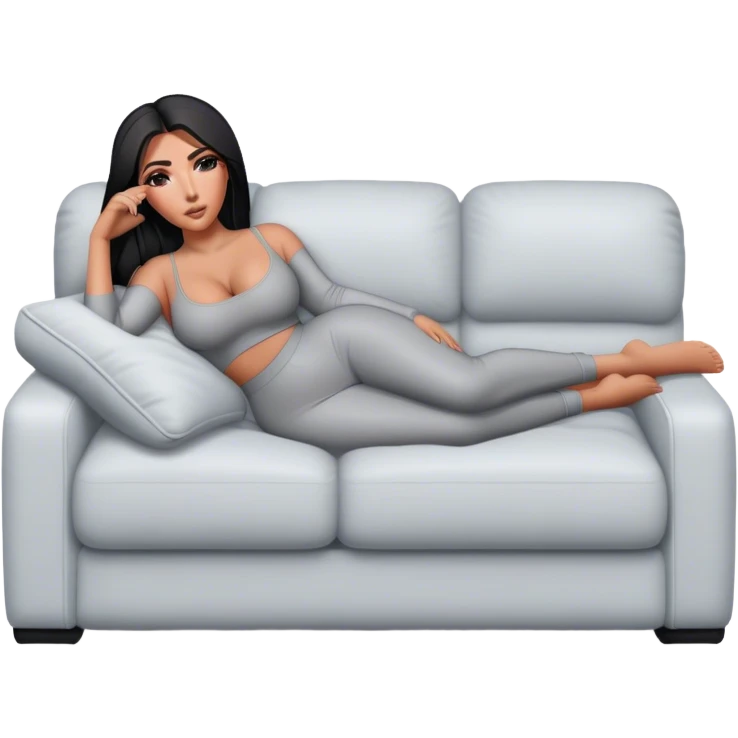 hyper-realistic kim kardashian lie on couch comfy emoji