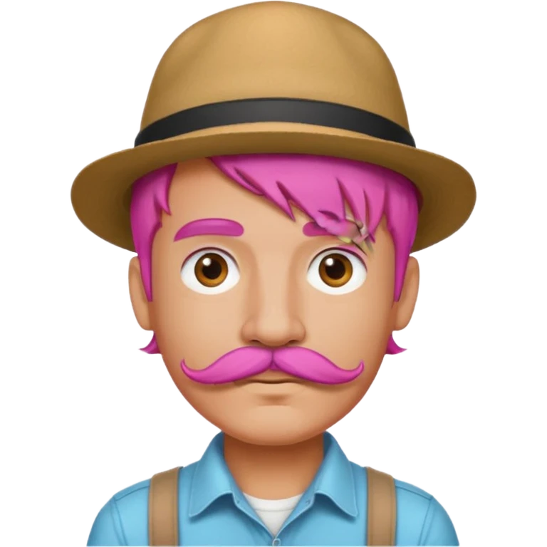 pink-haired mustache man with hat emoji