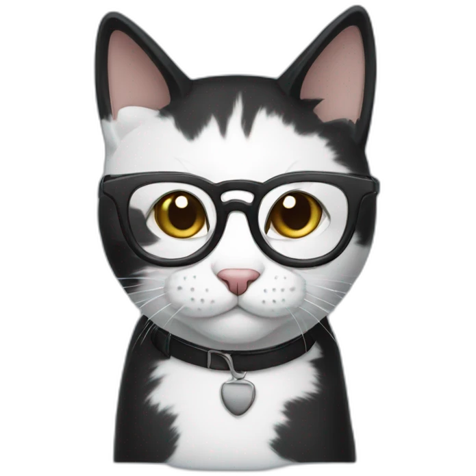 Black and white cat with glasses  emoji
