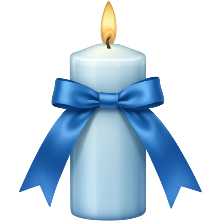 white candle with a blue ribbon emoji