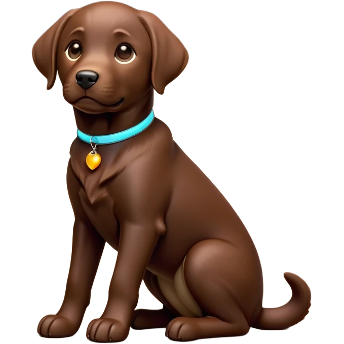 cinematic-[Labrador retriever]-realistic-full-body-sitting-emoji,-tail-resting-loosely-beside-its-paws,-head-tilted-dramatically, -sleek-[chocolate]-fur,-simplified-yet-realistic-focused-features,-highly-detailed,-glowing-with-an-almost-sarcastic-glow emoji
