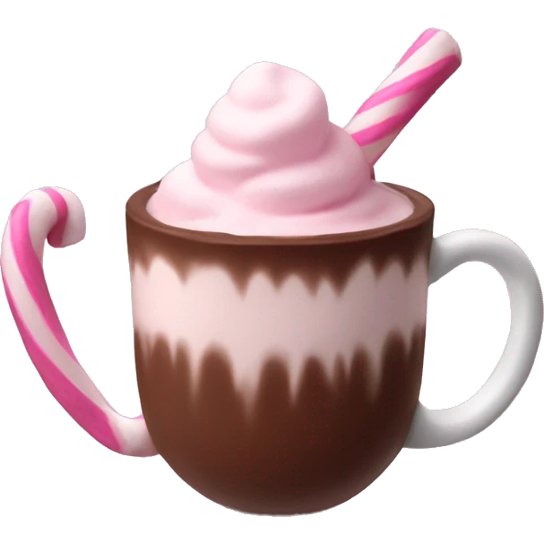 hot chocolate with pink marshmallow emoji
