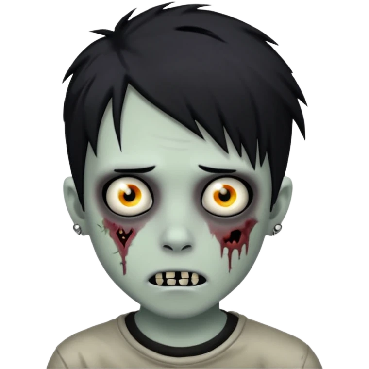 boy zombie with black hair emo piercing  emoji