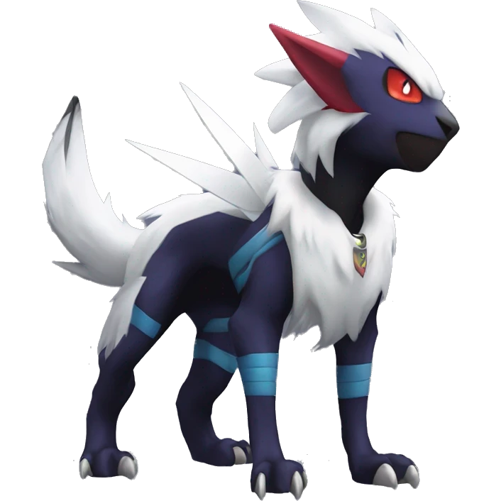 Cool Dark Edgy Absol-Noivern-Quilava-Litten-Pokémon with edgy stripes hoodie spiked collar punk Full Body emoji
