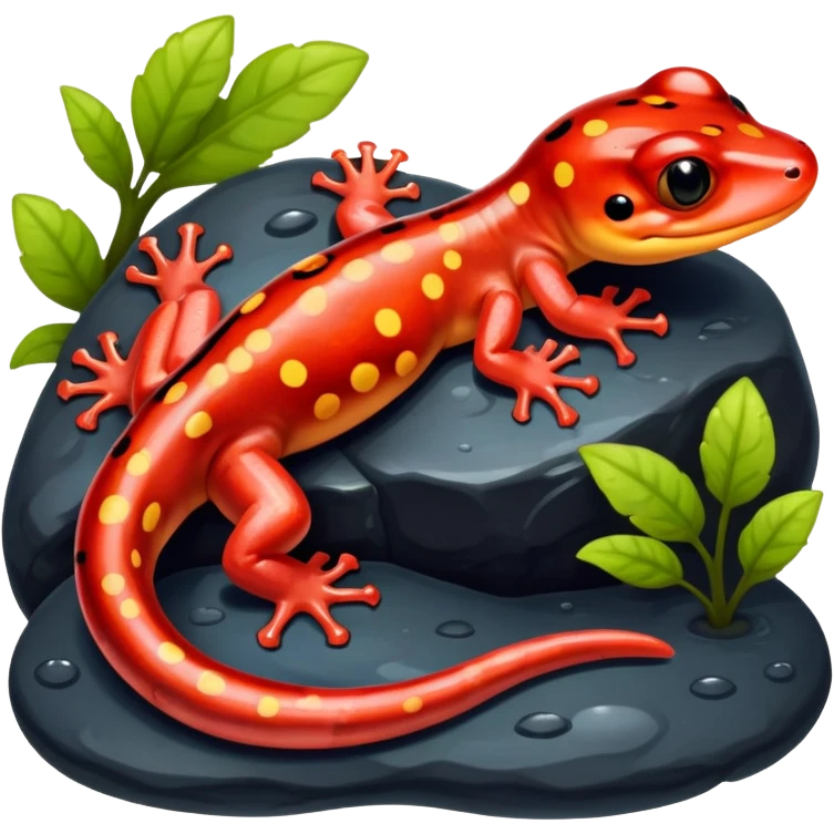 red-spotted salamander with black body and bright red spots emoji