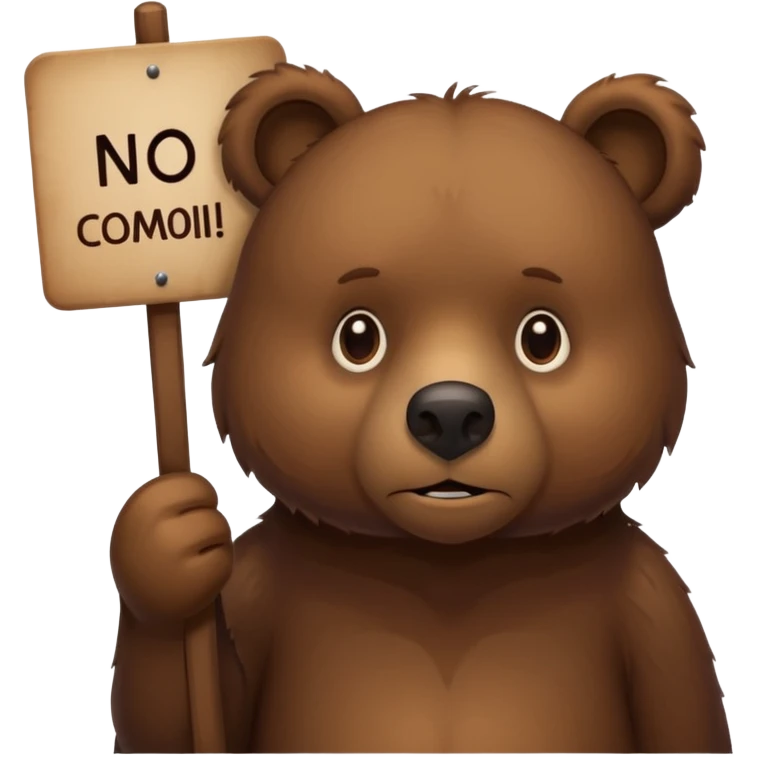 bear with sign in hand that says “no ai😢” emoji