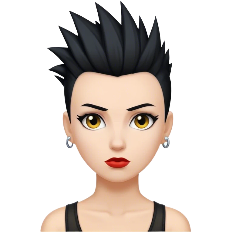 mulher branca de cabelo moicano preto emoji