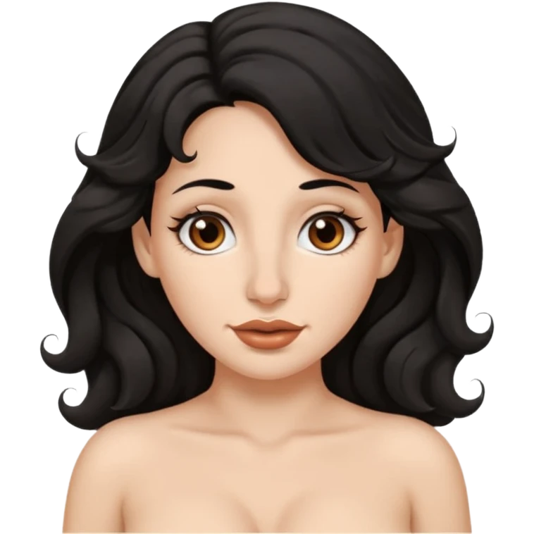 Goth White skin Black wavy hair brown eyes big nose naked big boobs emoji